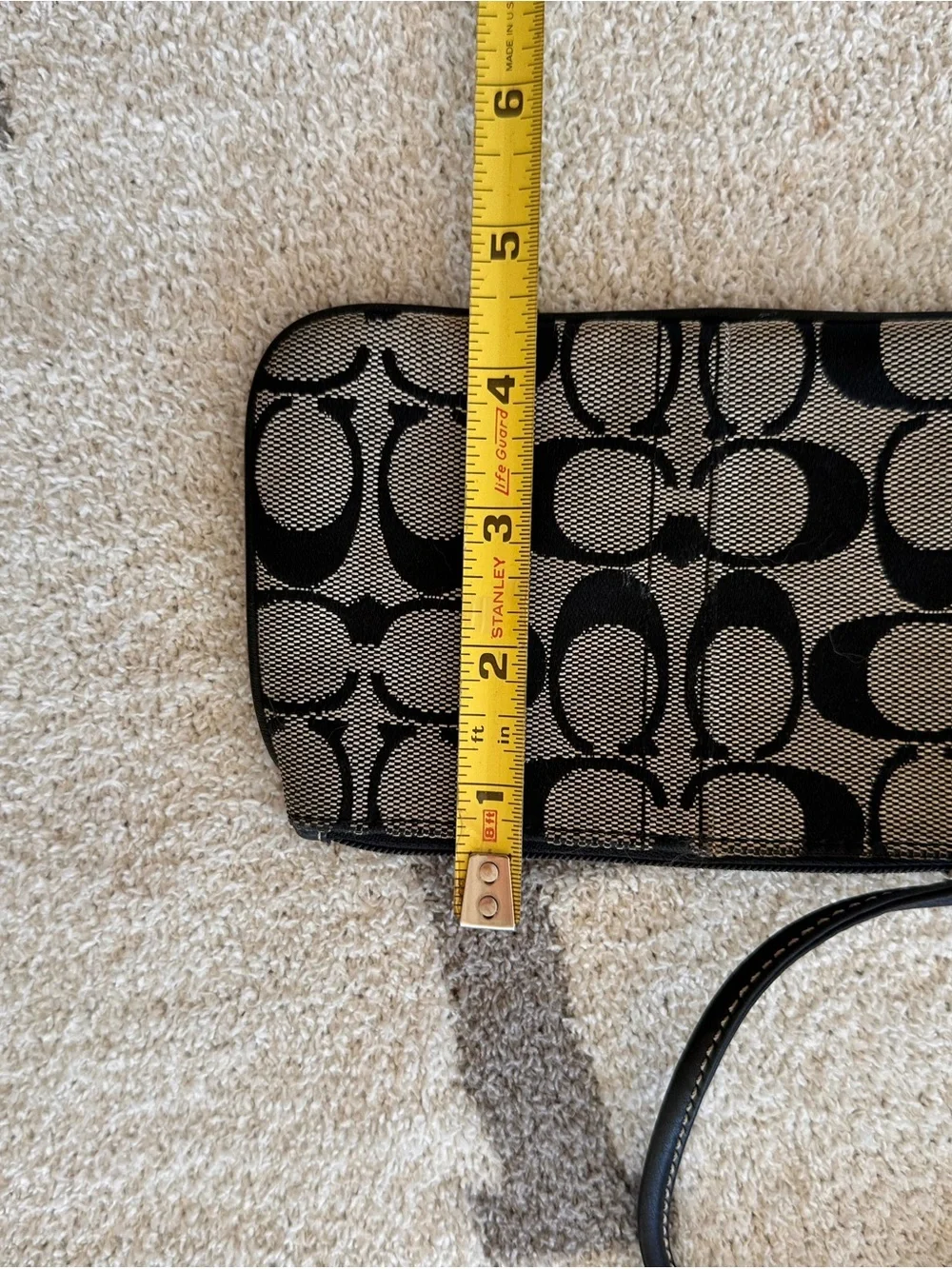 Coach Black and Tan Signature Wristlet Clutch